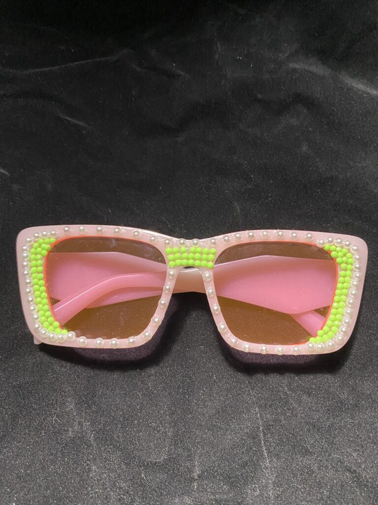 Pink and Green Stoned Sunglasses